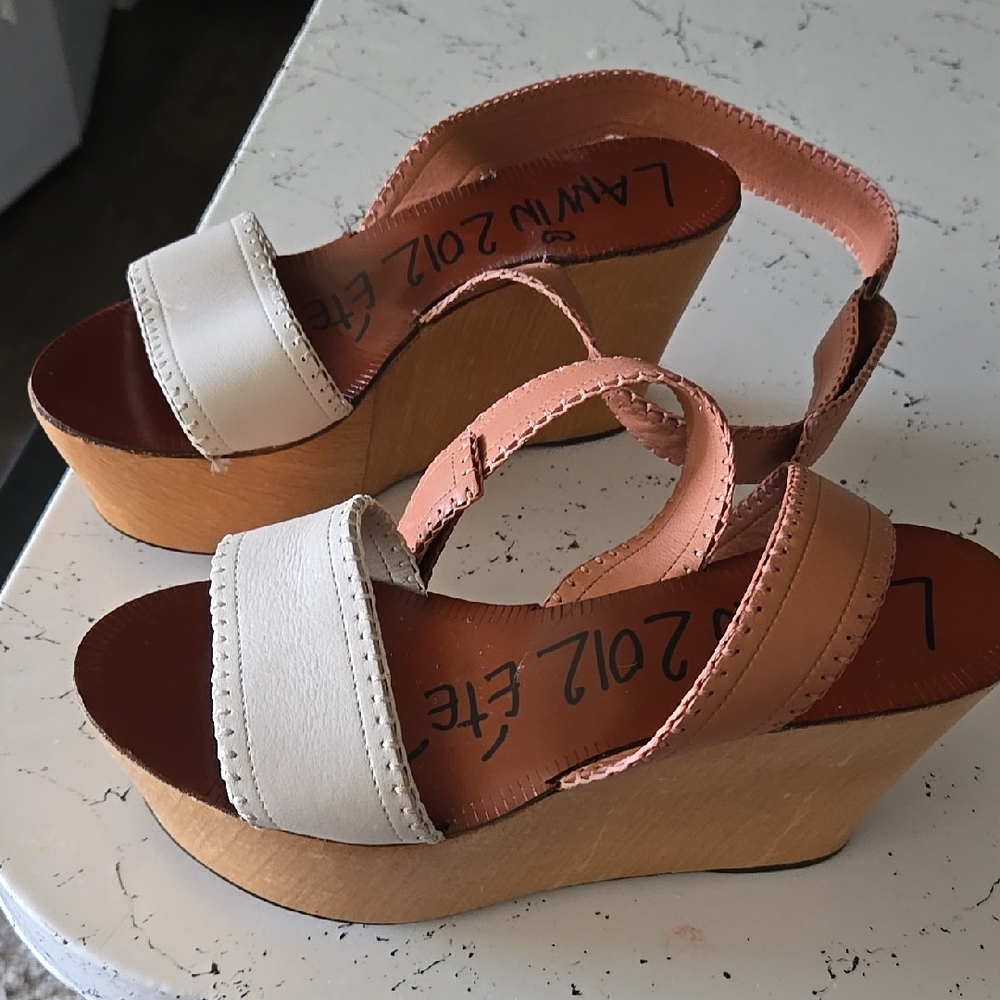 Lanvin Tan Wedges with Cork Platform